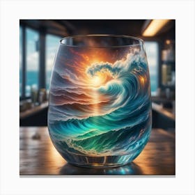 Ocean Wave Wine Glass Canvas Print