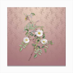 Vintage Reddish Rosebush Botanical on Dusty Pink Pattern n.1020 Canvas Print