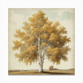 White Poplar Vintage Autumn Tree Print Art Print 2 Canvas Print