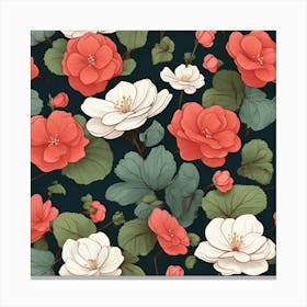 Flowers of Begonia, Vector art Canvas Print