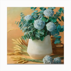 Hydrangeas In A Vase Canvas Print