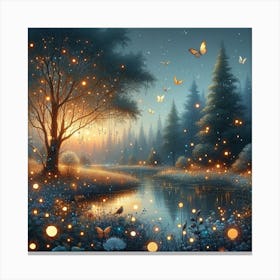 Fireflies In The Forest Canvas Print