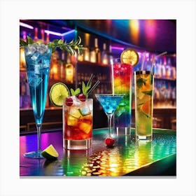 Colorful Drinks At A Bar Canvas Print