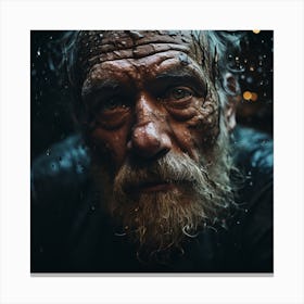 Old Man In Rain Canvas Print