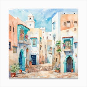 Watercolor Of The Old Town Canvas Print