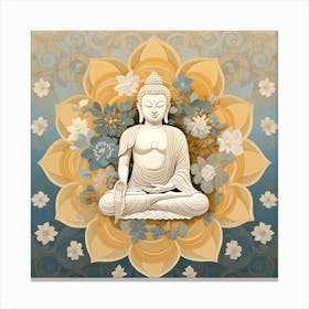 Buddha On A Blue Background Canvas Print