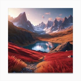 Red Grass In The Mountains Canvas Print