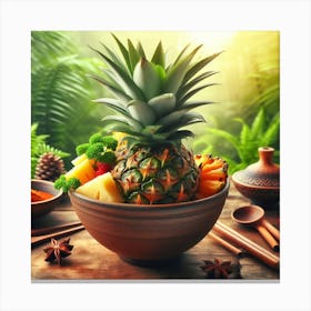 Pineapple In A Bowl Canvas Print