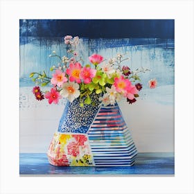 Geometric Vase with Blooming Flowers # 1  Canvas Print