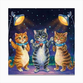 Karaoke Cats Nightly Serenade Print Art Serenade Cat Lovers With Our Karaoke Cats Nightly Serenade Print Art! Envision Cats With Microphones And Spotlights Canvas Print