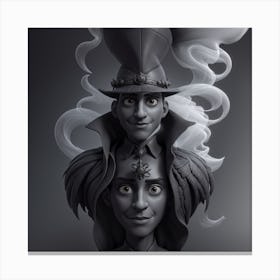 Unusual Portrait, Charcoal style Canvas Print