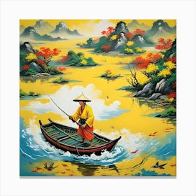FISHERMAN ON YELLOW RIVER Canvas Print
