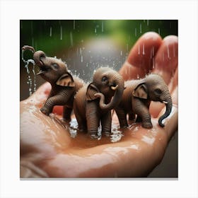 Elephants In The Rain 5 Canvas Print