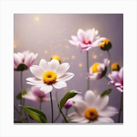 Flowers On A Purple Background Canvas Print