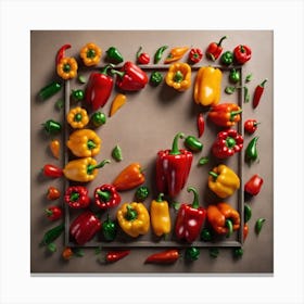 Frame Created From Bell Pepper On Edges And Nothing In Middle (76) Canvas Print