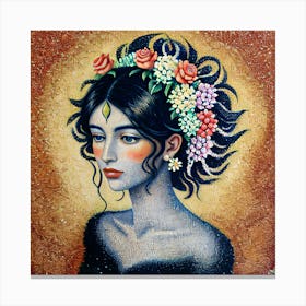 Person - Woman With Flowers By Person Canvas Print