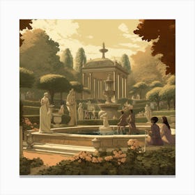 Fountain In The Park Canvas Print