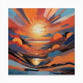 Sunset Over The Sea Paintings Art Print Canvas Print