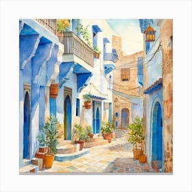 Blue Street In Morocco Canvas Print