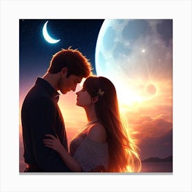 Moon And Stars Canvas Print