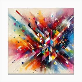 Colorful Splashes Of Paint, Geometric, Abstract Art (1) Canvas Print