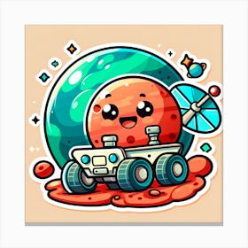 Cute Space Rover Sticker Canvas Print