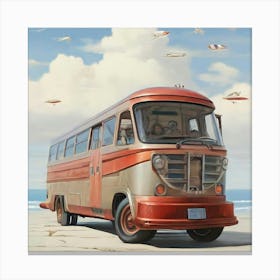 Bus On The Beach Canvas Print