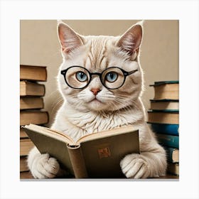 Cat Reading Book Canvas Print