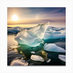 Icebergs In The Water 16 Canvas Print