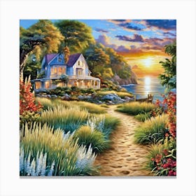 Sunset At The Cottage Canvas Print