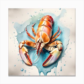 Lobster Vector Illustration watercolor dripping Canvas Print