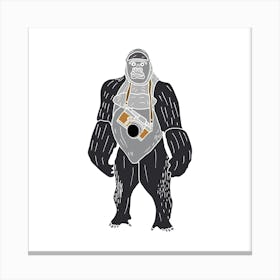 Photographer Gorilla Holding A Camera, Fun Safari Animal Print, Square Canvas Print