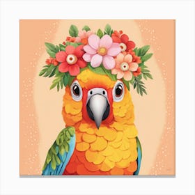 Floral Baby Parrot Nursery Illustration (16) Canvas Print
