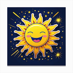 Lovely smiling sun on a blue gradient background 151 Canvas Print