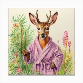 Deer In Bathrobe 9 Canvas Print