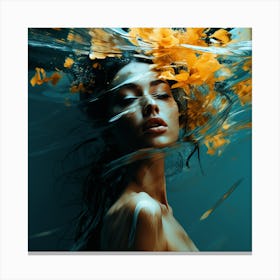 Portrait Of A Woman Underwater Canvas Print
