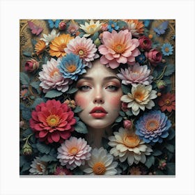 Array of vibrantly colored flowers with intricate patterns Canvas Print