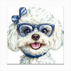 Poodle With Glasses 2 Canvas Print