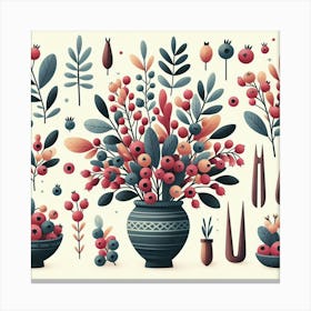 Scandinavian Art, Barberry berries Canvas Print