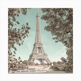 Eiffel Tower Paris Urban Vintage Style Canvas Print