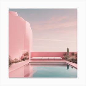 Pink Luxor pool scene Canvas Print
