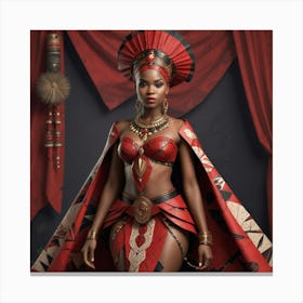 Pikaso Texttoimage Beautiful Africanpowerful Queen Warrior Dressed In (1) Canvas Print