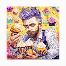 Man With Cupcakes Canvas Print