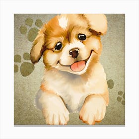 Puppy Painting Canvas Print