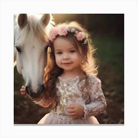 Little Girl With Horse Canvas Print