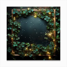 Frame With Eucalyptus Leaves On Dark Background Canvas Print