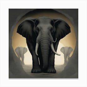 Elephants In The Dark Canvas Print