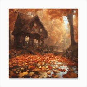 Autumn House In The Woods Canvas Print