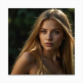 Portrait Of A Beautiful Young Woman Canvas Print