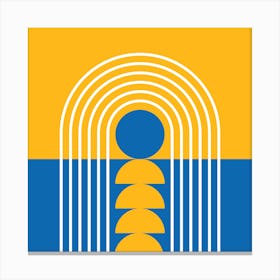 Sunrise Sunset Midcentury Modern Geometric Abstract 12 In French Blue Mustard 02 Canvas Print